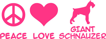 Peace, Love, Giant Schnauzer slogan pinkのイラスト素材