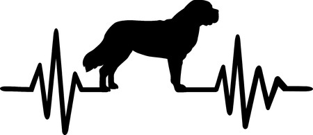 Heartbeat frequency with Saint Bernard dog silhouetteのイラスト素材