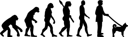 Akita dog evolution silhouette blackのイラスト素材