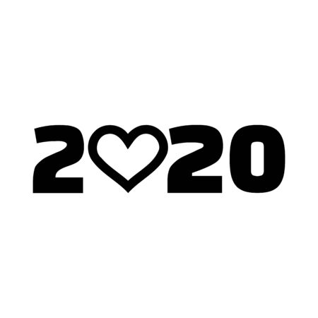 2020 year with heart loveのイラスト素材