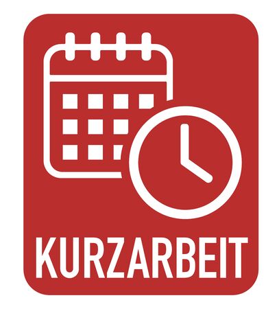 Kurzarbeit. German for short-time work icon with calendar and clock.のイラスト素材