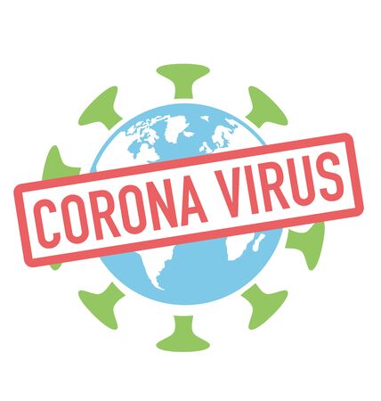 Coronavirus pandemic on earth, world globe as a big virusのイラスト素材