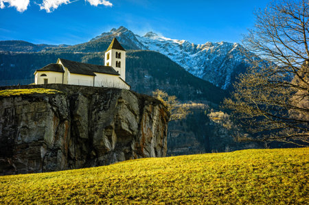 San Martino Church, Calonico, Switzerlandの写真素材