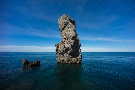 Sea stack at Giglio islandの写真素材