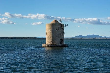 Old windmill near Orbetello GR Italyの写真素材