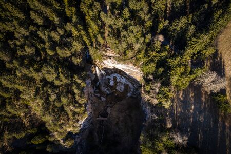 Aerial view of the waterfall of Tret, Trentino Alto Adige, Italy