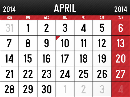 Calendar for April 2014のイラスト素材