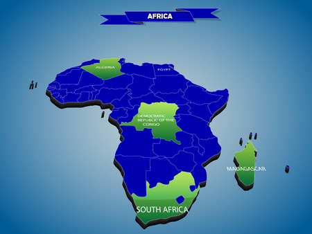 3 dimensional infographics political map of African continent, with every state easy selectable and editable in one click.Content labeled in Layers panel.のイラスト素材