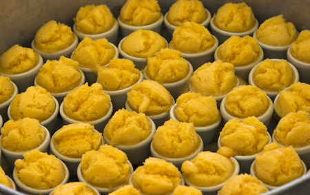 Sugar candy is dessert ingredient a toddy palm  fruit  and flour mix sugar  steam in pot and eat with will delicious の写真素材