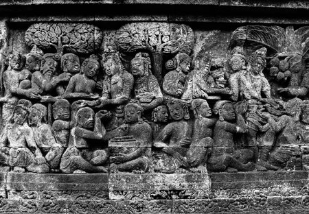 Carvings in Borobudur Templeの写真素材