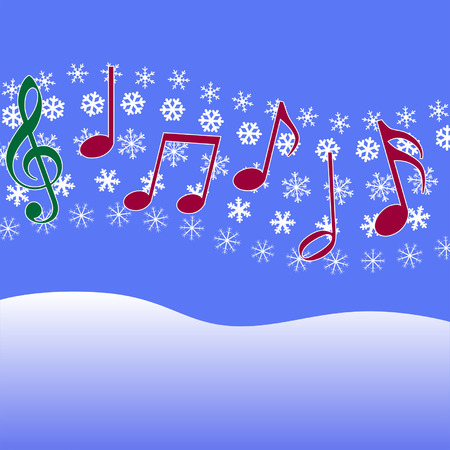 Christmas music notes in the air.のイラスト素材