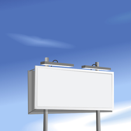 Outdoor advertising billboard copyspace high on a blue sky background.のイラスト素材