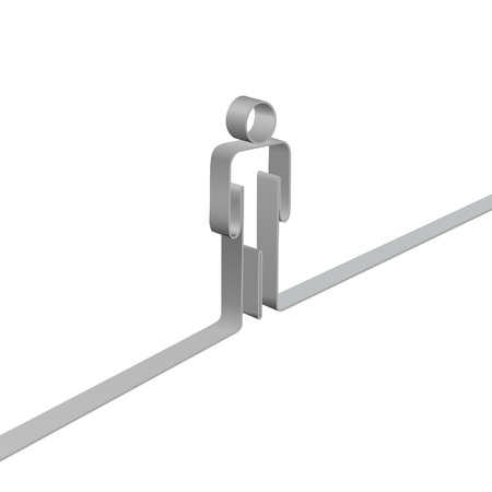 A ribbon 3D symbol person stands on a line to form a border.のイラスト素材