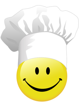 The joy of a smiley face cooking in a happy chef hat.のイラスト素材
