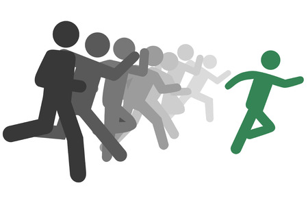 A symbol person leader and group of followers run as a team or to compete or to succeed.のイラスト素材