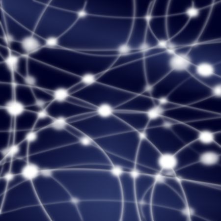 Abstract glowing nodes of a communication network of connections of high energy links.の写真素材