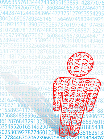 Math Man is symbol person representing statistics, arithmetic numerical data, data entry, numbers.のイラスト素材
