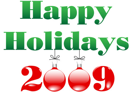 Shiny Red and Green Merry Christmas Happy Holidays and Happy New Year 2009 Ornamentsのイラスト素材