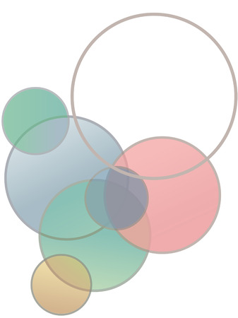 A Stained glass circles bubble up in this abstract background with an empty copy space sphere.のイラスト素材