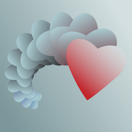 An abstract series of hearts form a valentine heart shape.のイラスト素材