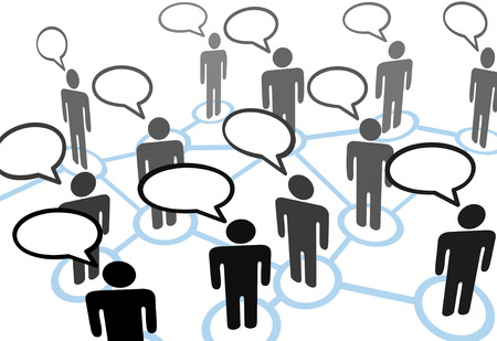 Everybody's talking at everybody in speech bubble communication social network.のイラスト素材