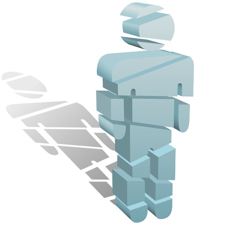 A 3D symbol person cut or sliced up into many pieces.のイラスト素材
