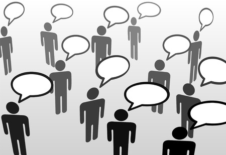 Everybody's talking at everybody in speech bubble communication social network.のイラスト素材