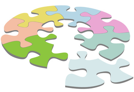 A round jigsaw puzzle with pieces as a symbol of your unique circular solutions.のイラスト素材