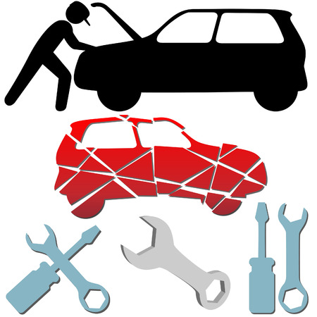 Auto Repair Maintenance Car Mechanic symbol icon set.のイラスト素材