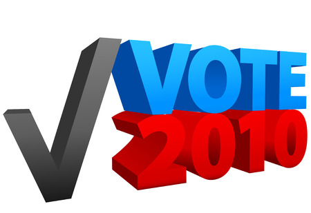 Cast a vote for red or blue in 2010 off year election as a check mark choice.のイラスト素材