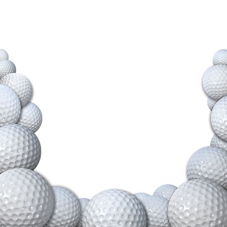 Many 3D render golfballs form a golfball border background space for your golfing copy.の写真素材