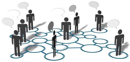 Symbol people talk in network of social media connection nodes.の写真素材