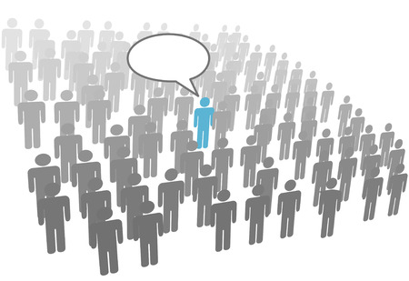 One individual person talk in crowd social network group or company.のイラスト素材