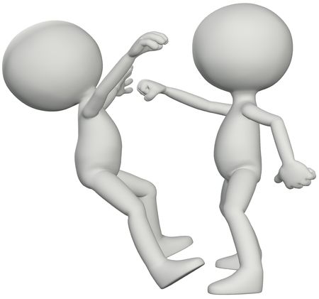 3D symbol people punch in a martial art fight.の写真素材