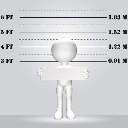 A WANTED 3D symbol person arrested and in a lineup mugshot. の写真素材