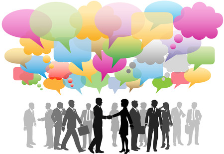 Business social media people network in a cloud of company speech bubbles colors.のイラスト素材