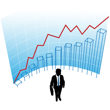 A business man silhouette in a graph chart curve success concept.のイラスト素材