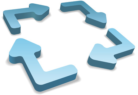 Four rounded process management system or recycle arrows as 3D with copy space in the centerのイラスト素材