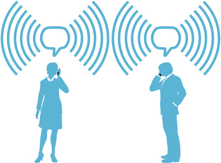 Smart phone business people phone talk in wireless speech bubble copy spaceのイラスト素材