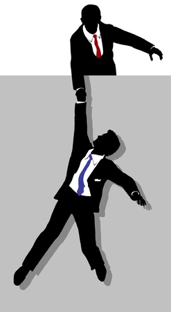 Business person helps a co-worker in trouble with a helping hand upのイラスト素材
