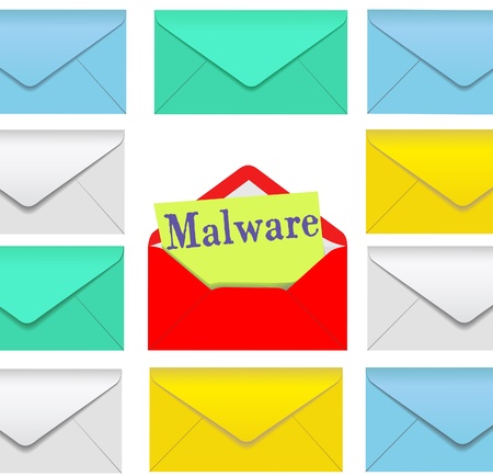 Open email envelope attachment symbol with malware insideのイラスト素材