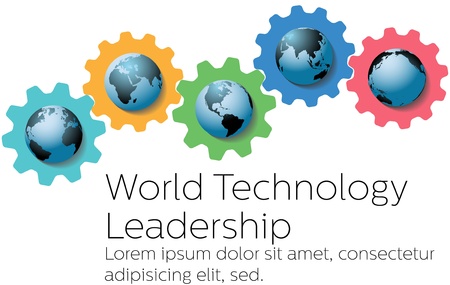 Global technology leadership gears as symbols of worldのイラスト素材
