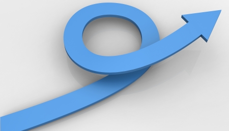Arrow points up and the loop curves around to form your copy-space in the center clipping path includedの写真素材