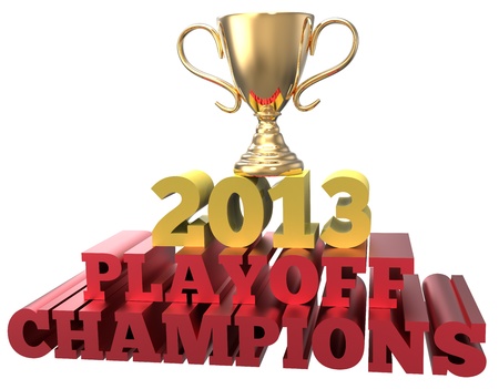 Shiny championship gold trophy for victory in 2013 playoff games