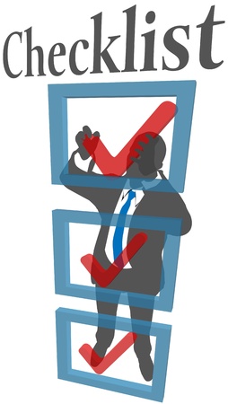 Business person puts last check mark to check top box of success To Do list or formのイラスト素材