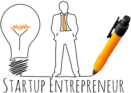 Business plan drawing of entrepreneur startup idea light bulbのイラスト素材