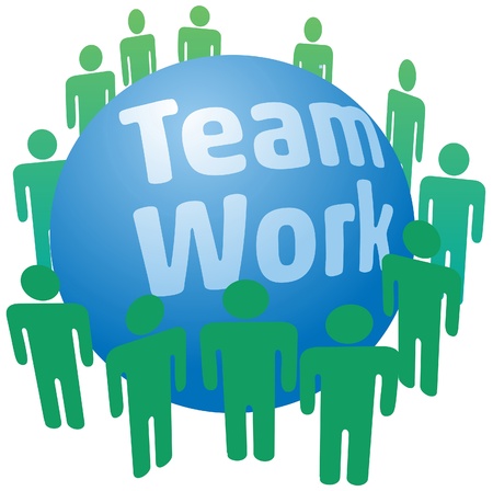People join together to work in a teamwork teamのイラスト素材