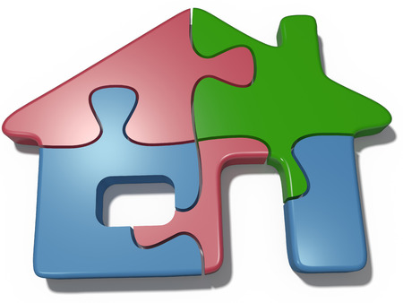House puzzle pieces of real estate home problem solution with clipping-pathの写真素材