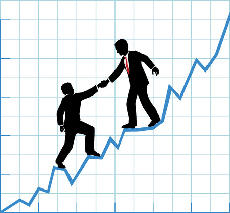 Financial adviser or business mentor help team partner up to company profit growthのイラスト素材