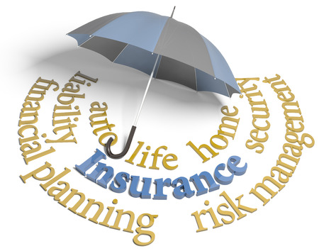 Umbrella symbol of comprehensive insurance coverage for home auto life and other risks の写真素材